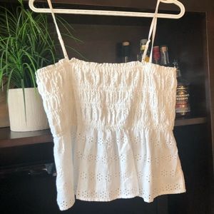 American Eagle White Peplum Tank Top